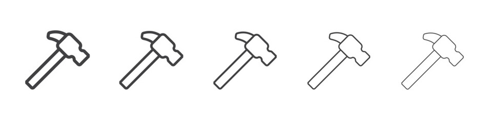 hammer icon flat thin illustration symbol