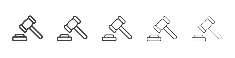 judge hammer icon flat thin illustration symbol