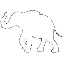 Cartoon-style elephant in outline form for coloring and craft activities. A fun educational element for preschool or kindergarten.

