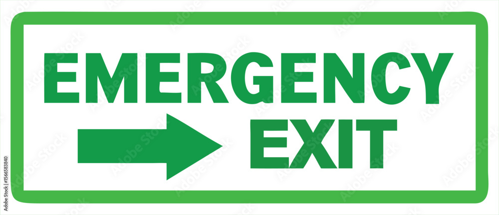 Aufkleber a green emergency exit sign with a directional arrow pointing to the right indicating the path to sa