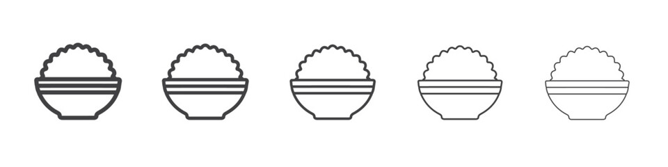 rice bowl icon flat thin illustration symbol