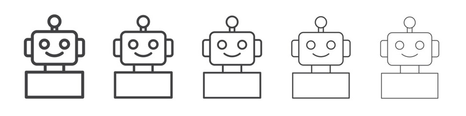 robot icon flat thin illustration symbol