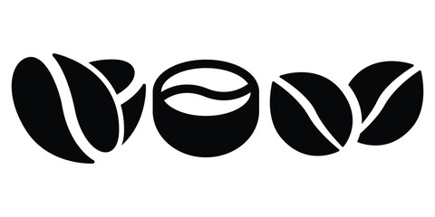Coffee Bean Vector Logo Elements, Flat Black Minimal Style