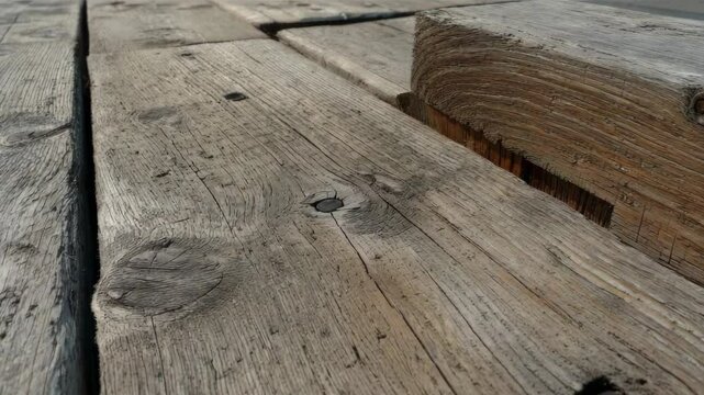 Close-up of weathered wooden planks