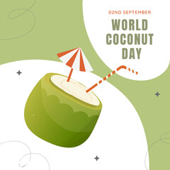 World Coconut Day Vector Illustration on September 2nd in Flat Style Cartoon Design