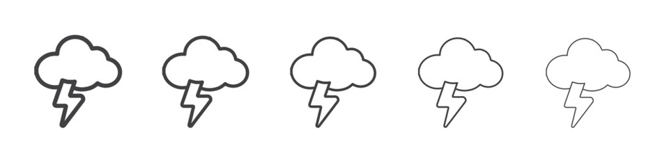 thunder icon flat thin illustration symbol