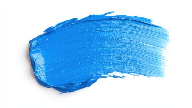 Vibrant Blue Paint Stroke on White Background for Artistic and Creative Projects, Ideal for Backgrounds and Textures in Various Designs