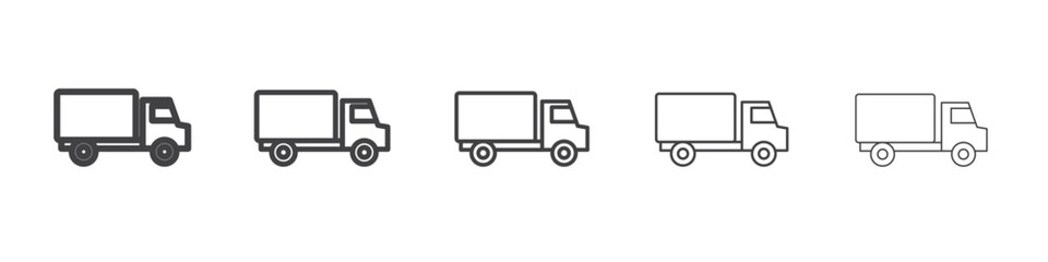 truck icon flat thin illustration symbol
