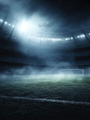 Under the cloak of night, the stadium stands silent, its emptiness a canvas of potential energy, waiting for the roar of cheering fans to fill the air