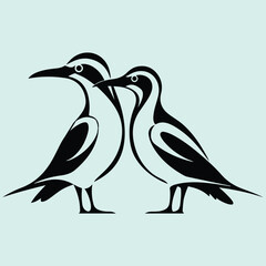 Fototapeta premium Albatross Couple Silhouette Icon Elegant Seabird Love Illustration