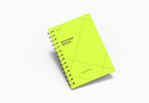 Notebook Mockup with Geometric Cover Design Spiral Bound Notebook