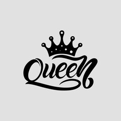 Queen Crown Logo Design: Black and White Typography