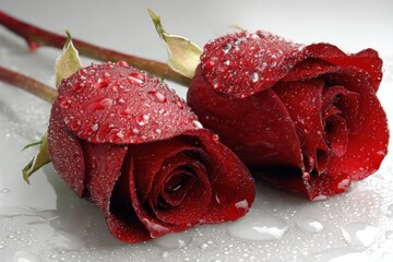 A Pair of Rose Petals Dusted with Nature's Kiss