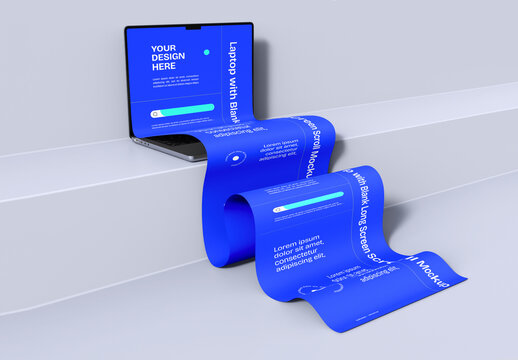 Laptop Long Screen Scroll Mockup