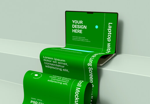 Laptop Long Screen Mockup