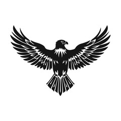 Flying eagle illustration, eagle spread wings, tribal bird, majestic hawk design, black bird silhouette