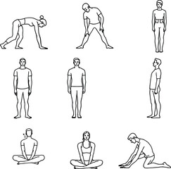 Asana Flow  Vector Silhouettes of Nine Foundational Yoga Poses for Balance and Breath
