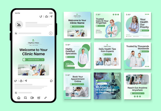 Medical And Healthcare Social Media Post Templates
