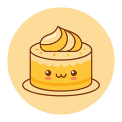 Cute Chibi Cake with Cream Topping and Smiling Face