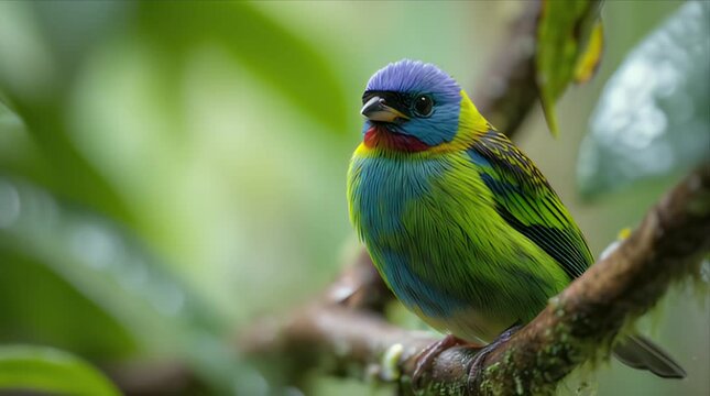 カラフルな熱帯の鳥のポートレート動画｜Portrait video of a colorful tropical bird