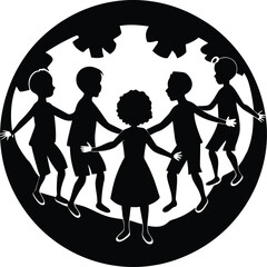 vector silhouettes of children