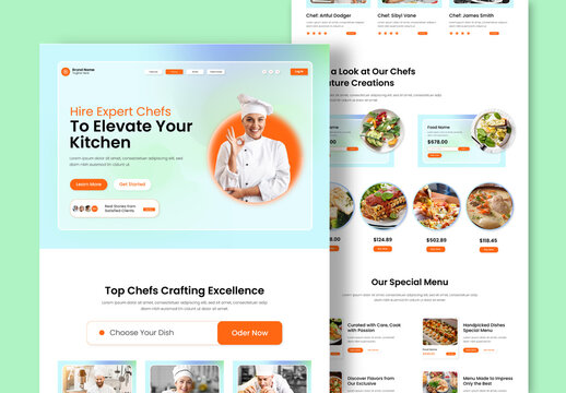 Restaurant Staffing Agency Website Landing Page Template For Chef Hospitality Job Board