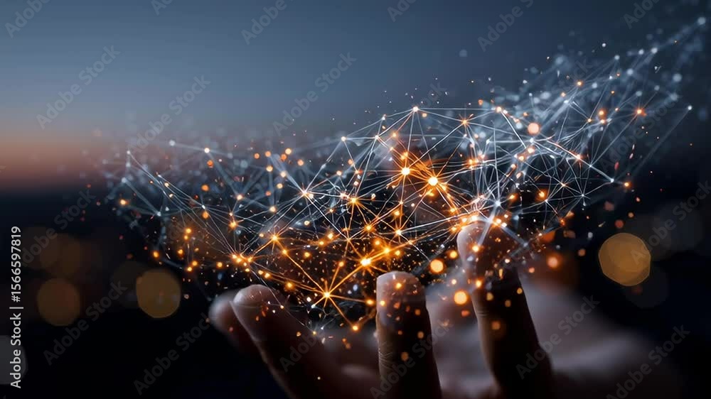 Poster a hand is holding a glowing, star-like object. concept of wonder and awe, as if the viewer is witnes