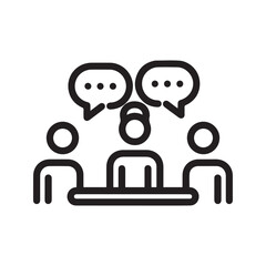 Team Discussion Icon – Group Brainstorming Line Art Meeting Symbol