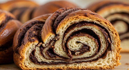 Fototapeta premium Dark and Milk Chocolate Babka PNG