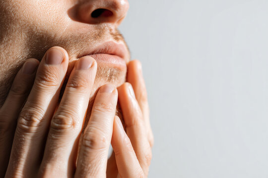 A close-up shot of a person's hands, specifically their gesture of uncertainty