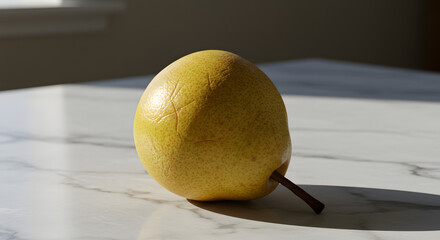 Single Pear on Smooth Stone Surface PNG