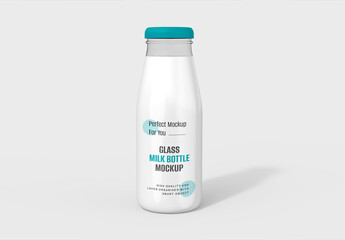 Glass Milk Bottle Mockup