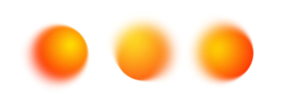 A collection of blurred orange and yellow gradient circles with noise and grainy textures