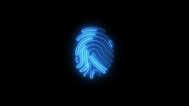 Neon fingerprint icon brown cyan color glowing animated. Fingerprint icon animation, Set fingerprint scanning icon sign video, finger print fingerprint lock secure security.