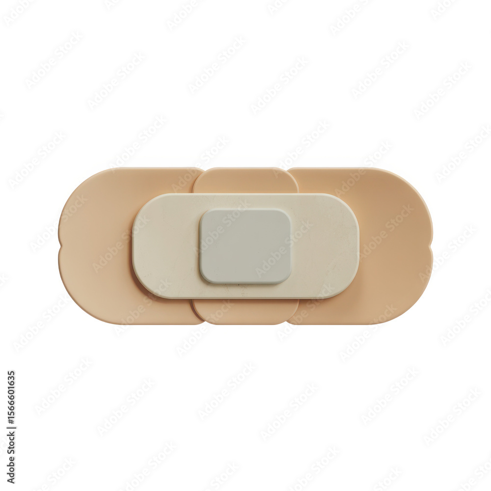 Poster abstract layered band aid shapes in neutral tones with subtle textures isolated on transparent backg