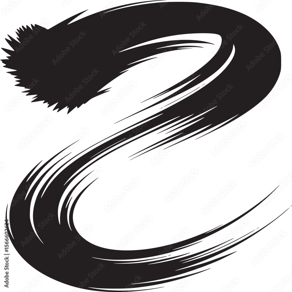 Poster Abstract black brush stroke vector design element for artistic background and creative graphic design projects on transparent background