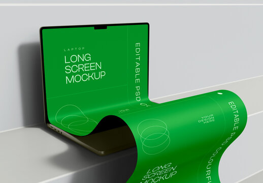 Laptop Long Screen Scroll Mockup