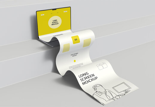 Laptop Long Screen Scroll Mockup