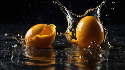 broken egg in water
