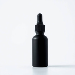 Black Matte Dropper Bottle Mockup with Balanced Studio Lighting and Soft Shadows | AI-Generated Product Presentation