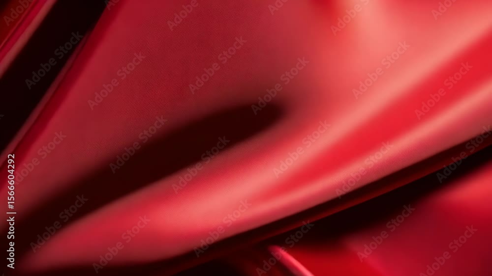Poster abstract flowing red satin fabric background with soft folds, shiny and elegant for luxurious fashio