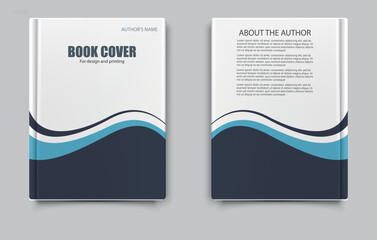 Book cover template design with a wavy pattern. Suitable for personal author's books, catalogs with goods for different companies. Vector graphics, abstract background.