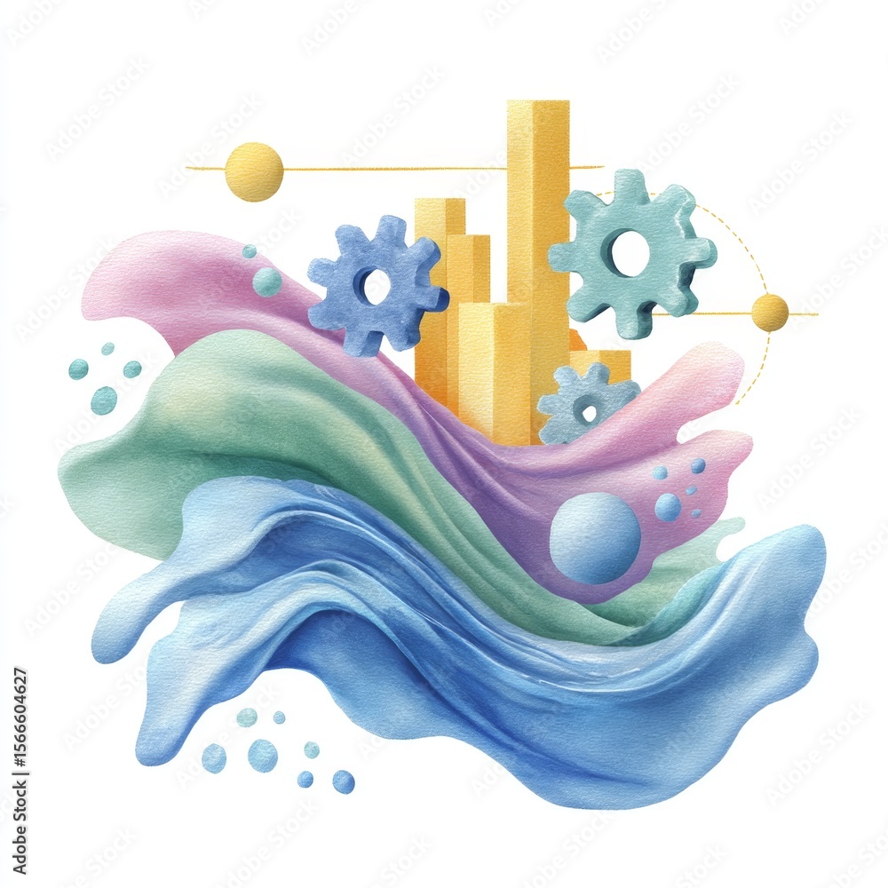Aufkleber artistic representation of efficiency visualized through colorful elements abstract environment digi