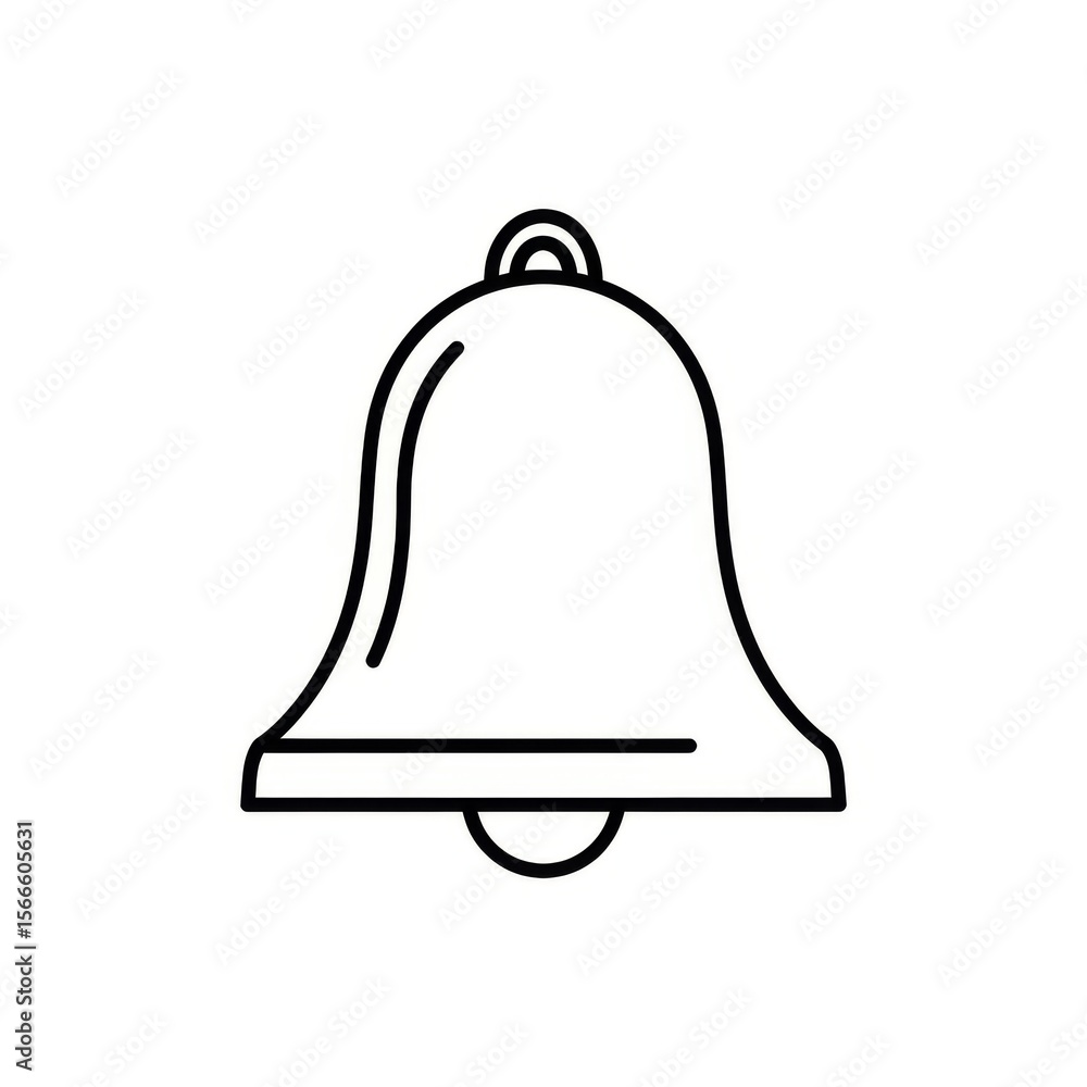 Aufkleber a simple line drawing of a bell with a clapper and a loop for hanging on a white background space