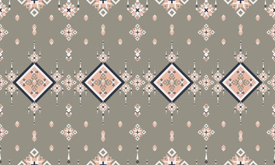 Geometric Pattern with Pastel Pink and Taupe on Gray Background. This modern ethnic design is ideal for textile prints, digital papers, packaging, fabric design, or creative backgrounds. 