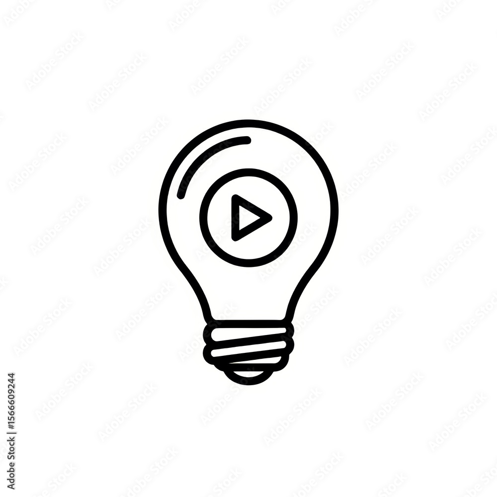 Aufkleber a lightbulb outline with a play button inside a circle in the center of the lightbulb design