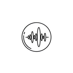 A minimalistic line drawing of a sound wave inside of a circle on a white background illustration