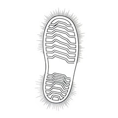 Illustration of a shoe print with tread pattern and radiating lines on a white background art design