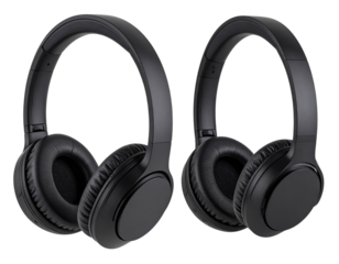 Modern Black Headphones Isolated 