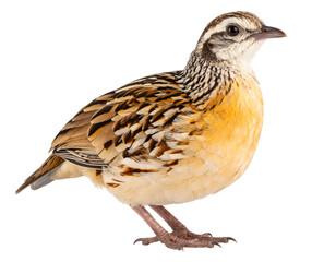 Fototapeta premium A beautiful African harlequin quail stands gracefully, showcasing its intricate patterned plumage.